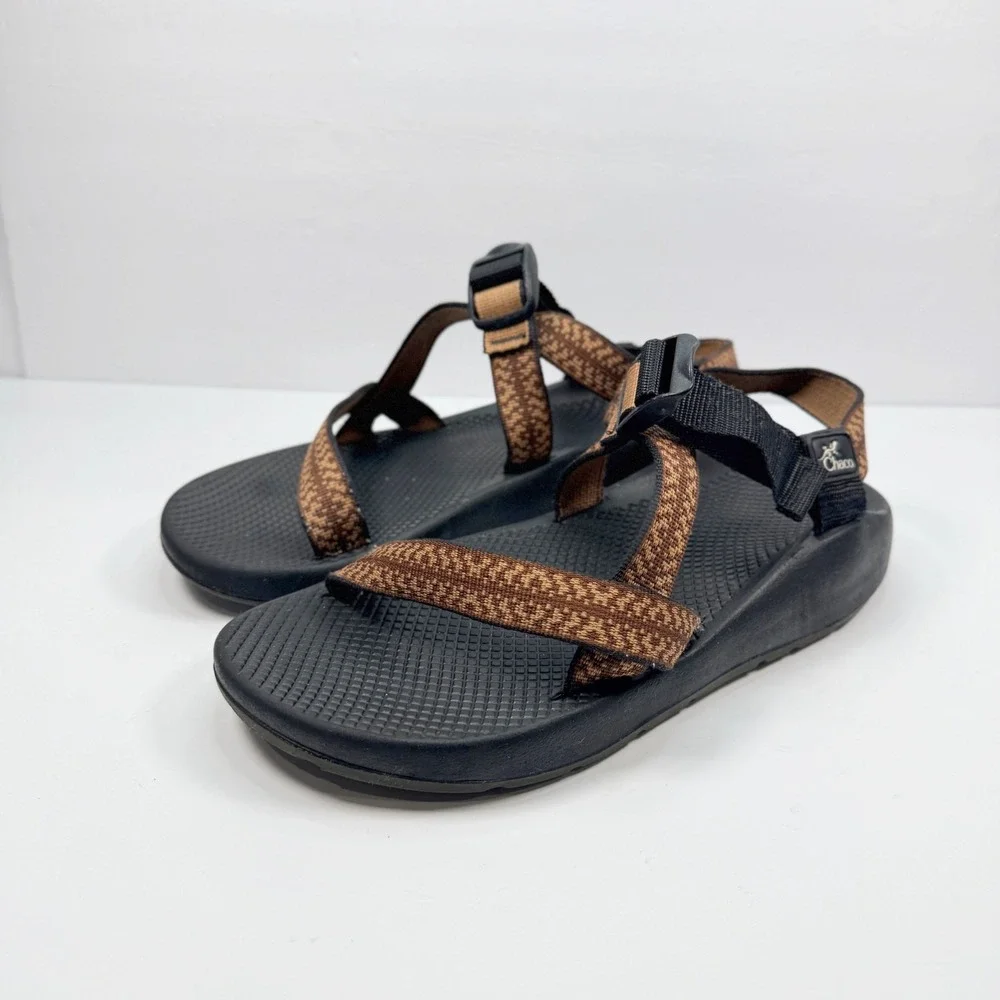 Chaco Mens 10 Z1 Classic Athletic Sandals Brown Geometric Vibram Sole Classic
